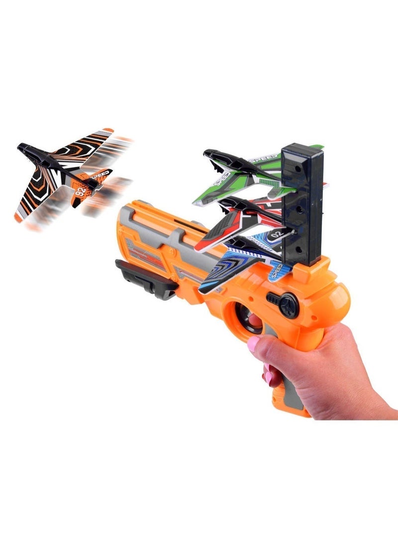 TOY GARDEN Assorted Color Airplane Launcher Gun Toy with 4 Foam Glider Planes – Catapult Flying Plane Toy for Kids Boys & Girls – One-Click Ejection Shooter, Outdoor Throwing Glider Airplane Game, Hand Launch Aircraft Toy, Fun Battle Flight Launcher Set for Children Parties & Gifts - Image 5